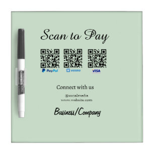 paypal venmo visa card scan to pay QR social media Dry Erase Board
