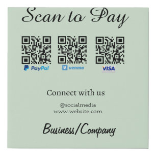 paypal venmo visa card scan to pay QR social media Faux Canvas Print