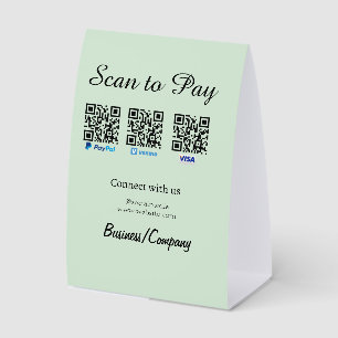 paypal venmo visa card scan to pay QR social media Paper Table Tent