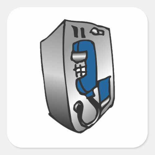 Payphone Blue Telephone Square Sticker