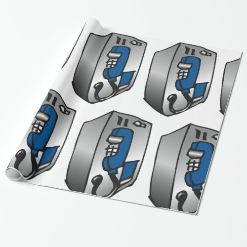 Payphone Blue Telephone Wrapping Paper