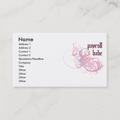 Customizable Payroll Babe Business Cards