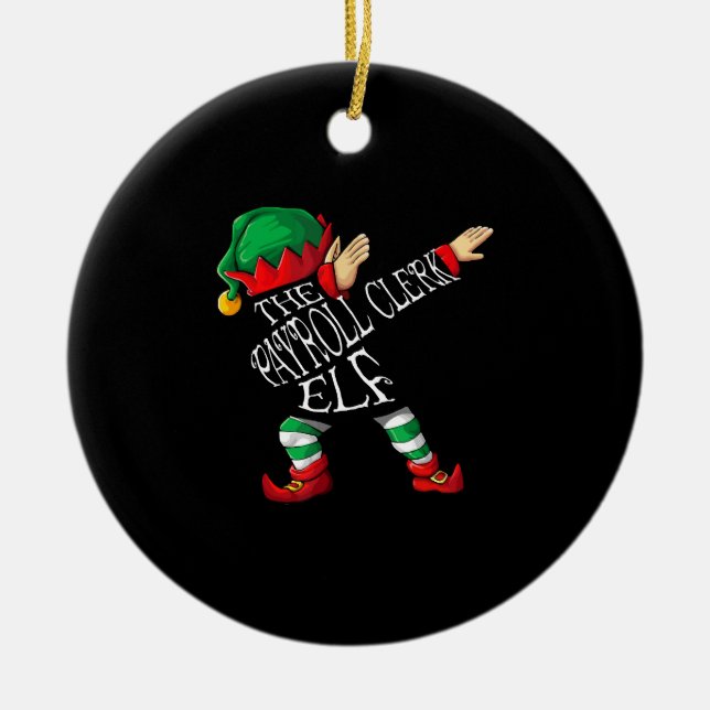 payroll elf christmas xmas payroll clerk manager ceramic ornament (Front)