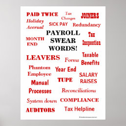 Payroll Swear Words Funny Annoying Terms Office Poster