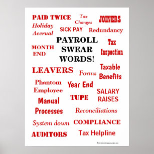 Payroll Swear Words Funny Annoying Terms Office Poster