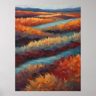 Paysage impressionniste aux couleurs d'automne poster