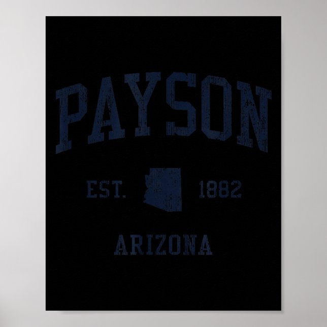 Payson Az Jn1 Vintage Athletic Blue Design  Poster (Front)