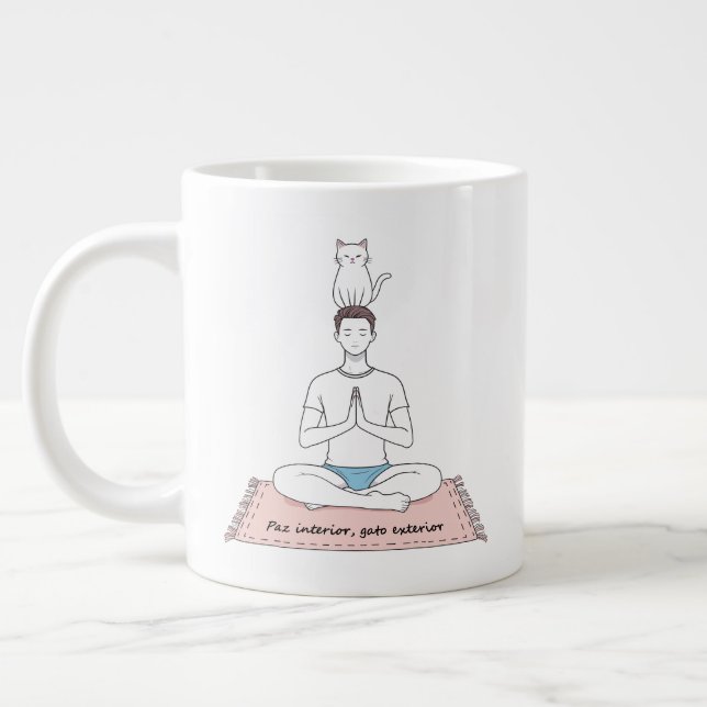 Paz Interior, Gato Exterior Giant Coffee Mug (Left)