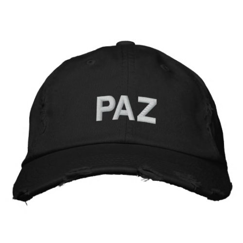 Paz peace in Spanish black white custom modern Embroidered Baseball Cap