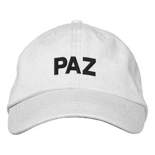 Paz peace in Spanish white black custom modern  Embroidered Baseball Cap