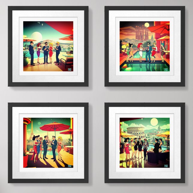 PAZ Series - Athens, Rome, Paris, Barcelona Wall Art Sets (Front)