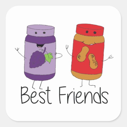 PB and J Best Friends Pb and J BFF Drawing Square Sticker