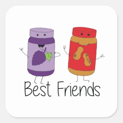 PB and J Best Friends Pb and J BFF Drawing Square Sticker
