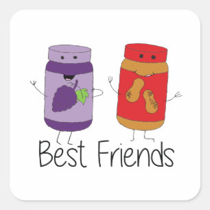 PB and J Best Friends Pb and J BFF Drawing Square Sticker