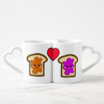 PB & J Lovers' Mugs<br><div class="desc">A super-kawaii gift for the PB to your J! The front part of these connecting lovers' mugs features a peanut butter toast and a jelly toast with a heart in the middle. On the back,  the mugs read: "We go together... like Peanut Butter & Jelly."</div>