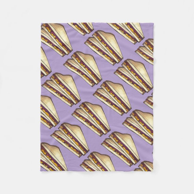 PB&J Peanut Butter and Grape Jam Jelly Sandwich Fleece Blanket (Front)