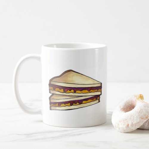 PBJ Peanut Butter and Jelly Sandwich Lunch Food Coffee Mug