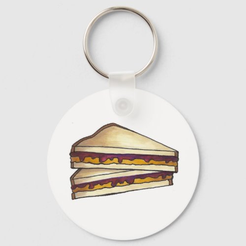 PBJ Peanut Butter Jelly Sandwich Food Keychain