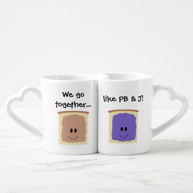 "PB & J" Personalized Nesting Mugs (Front Nesting)