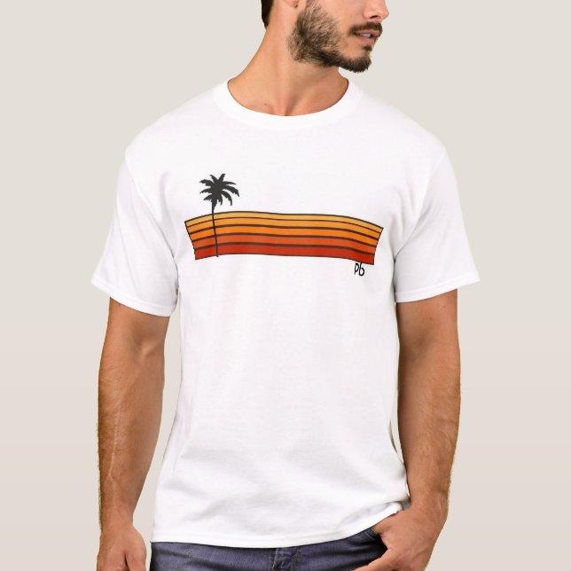 PB (Paradise Bay) Early 80s Beach Style On White T T-Shirt (Front)