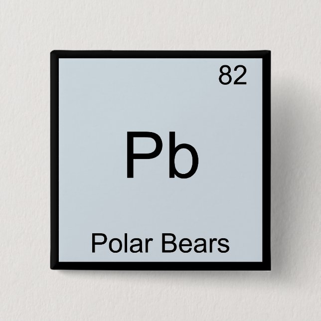Pb - Polar Bears Funny Chemistry Element Symbol Button (Front)