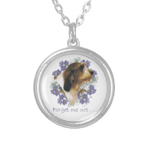 PBGV Forget-Me-Not Silver Plated Necklace