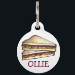 PBJ Peanut Butter and Grape Jelly Sandwich Foodie Pet Name Tag<br><div class="desc">Pet tag features an original marker illustration of a delicious PB&J peanut butter and grape jelly sandwich. Simply personalize with your pet's name and your contact information for a one-of-a-kind cat or dog tag.</div>