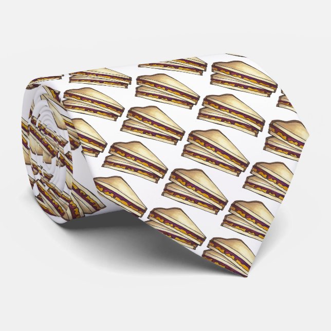 PBJ Peanut Butter and Jelly Sandwich Foodie Tie (Rolled)