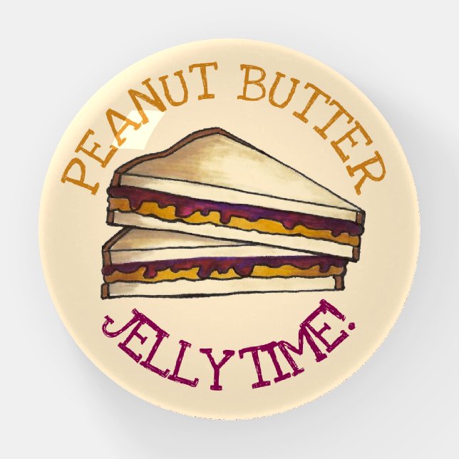 PBJ Peanut Butter and Jelly Sandwich Time Lunch Paperweight (Front)