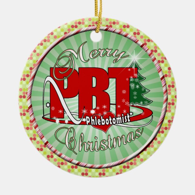 PBT CHRISTMAS PHLEBOTOMIST LABORATORY CERAMIC ORNAMENT (Front)