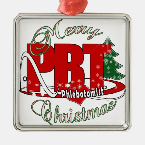 PBT CHRISTMAS PHLEBOTOMIST LABORATORY METAL ORNAMENT