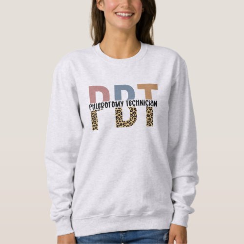 PBT Phlebotomy Technician Leopard Print Sweatshirt