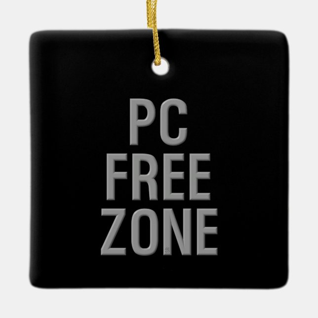 PC Free Zone black ceramic square ornament (Front)