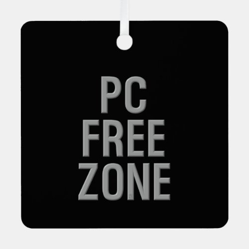 PC Free Zone black metal square ornament