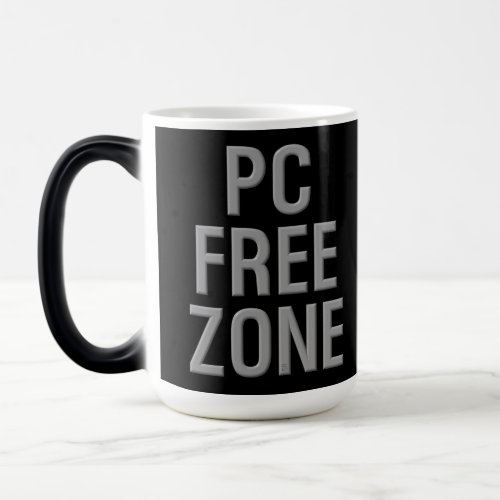 PC Free Zone black morphing mug