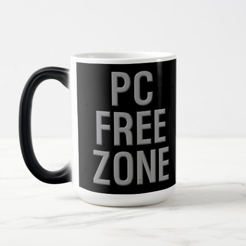 PC Free Zone black morphing mug