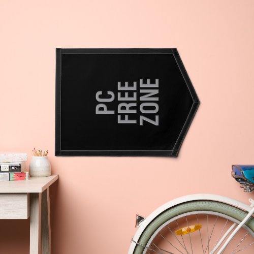 PC Free Zone black pennant banner