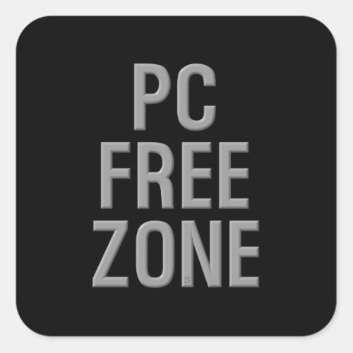 PC Free Zone black square sticker