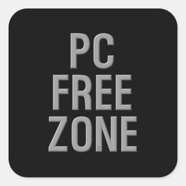 PC Free Zone black square sticker (Front)
