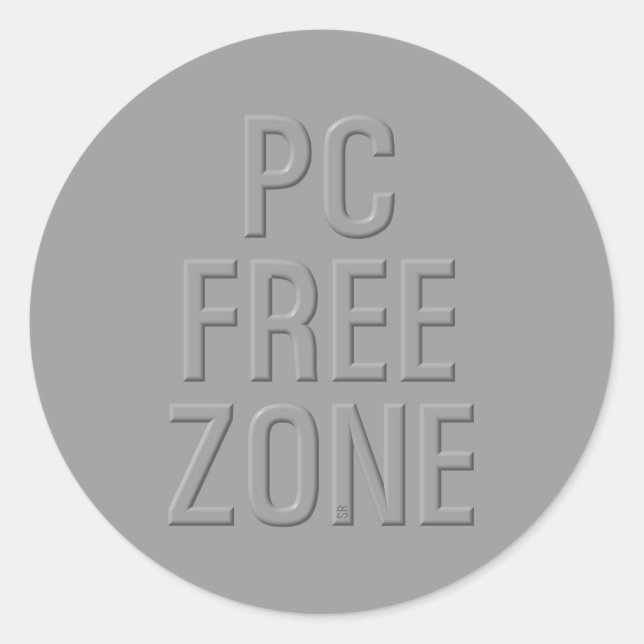 PC Free Zone gray large round stickers (Front)