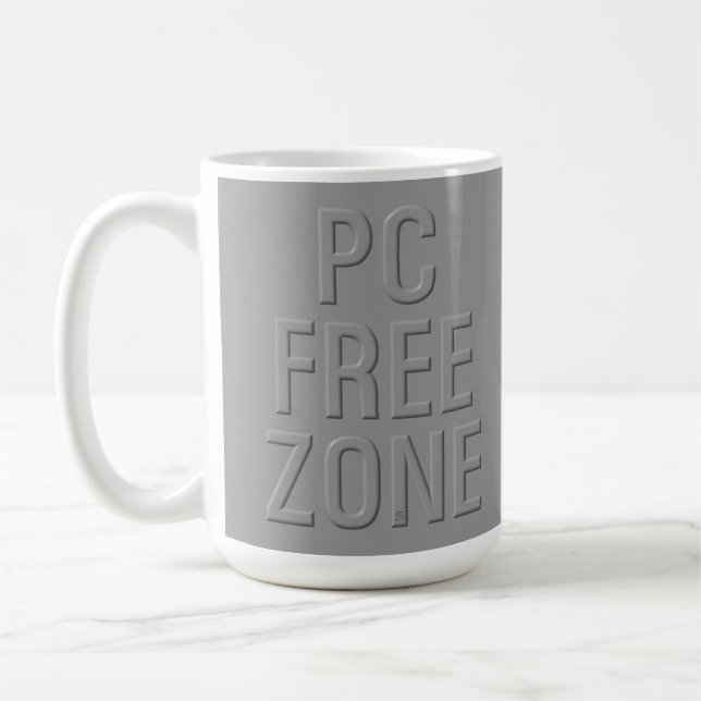 PC Free Zone gray mug (Left)