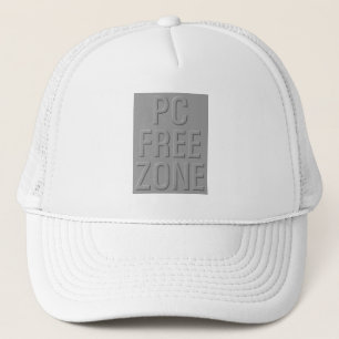 PC Free Zone gray on white trucker hat