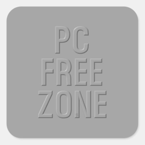 PC Free Zone gray square sticker