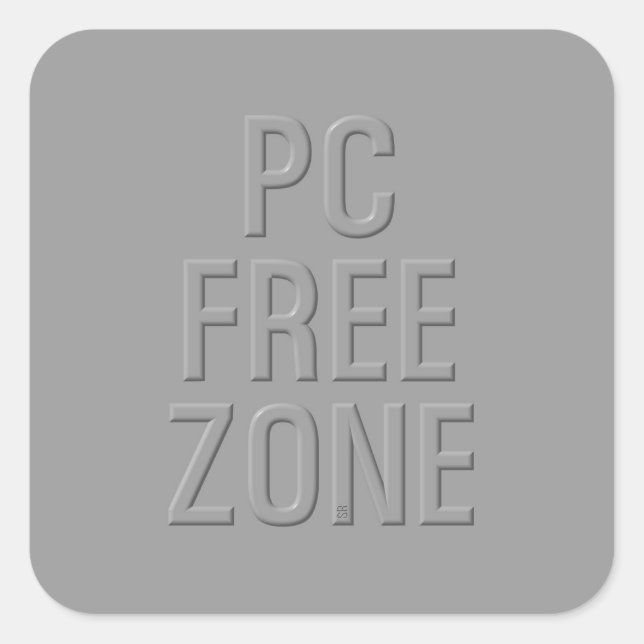 PC Free Zone gray square sticker (Front)
