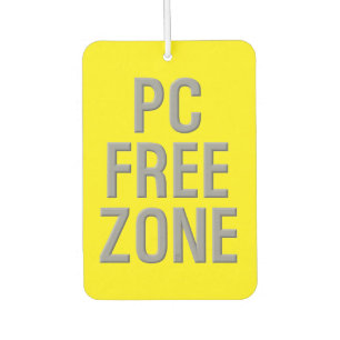 PC Free Zone yellow car air freshener