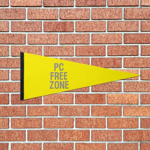 PC Free Zone yellow pennant flag