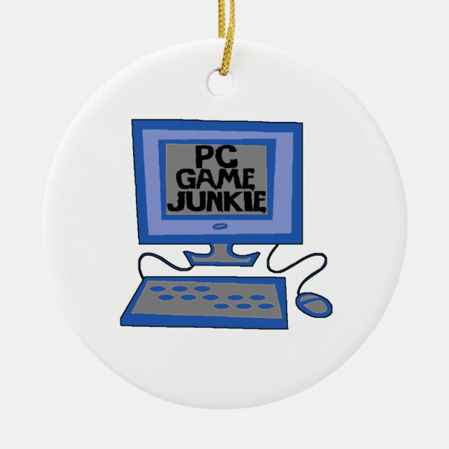 PC Game Junkie Ceramic Ornament (Front)