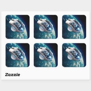 PC Mouse–Spacecraft: Click on Earth Orbit. Square Sticker