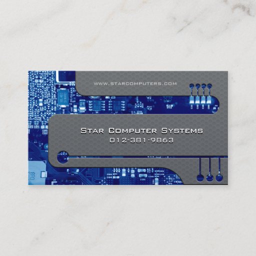 Customizable PC Repair Business Card Circuits Cutaway