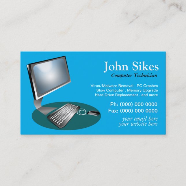 PC Repair Computer Technician Business Card (Front)